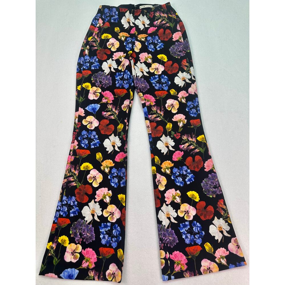 Alice + Olivia RMP Bootcut Pants Timeless Blossom Floral Mid Rise Size 0 - Picture 6 of 15
